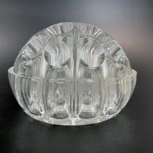 Vintage Clear Glass REIMS Flower Frog Made In France 19 Holes Flower Arranger